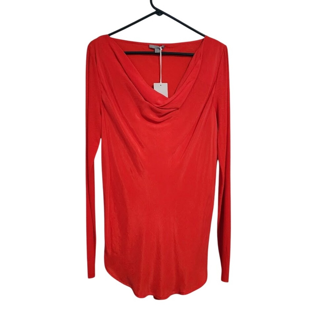 COS Cowl‎ Neck Long Sleeve Blouse Red Draped Minimalist NWT EU 42